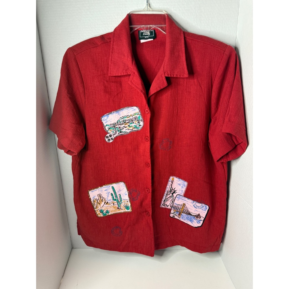Southern Lady Petite Red Travel Souvenir Graphic Shirt Size Large